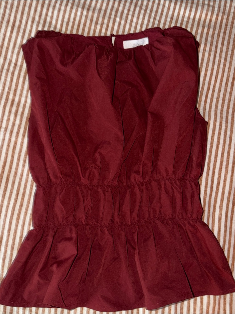 Women's Burgundy Sleeveless Peplum Blouse